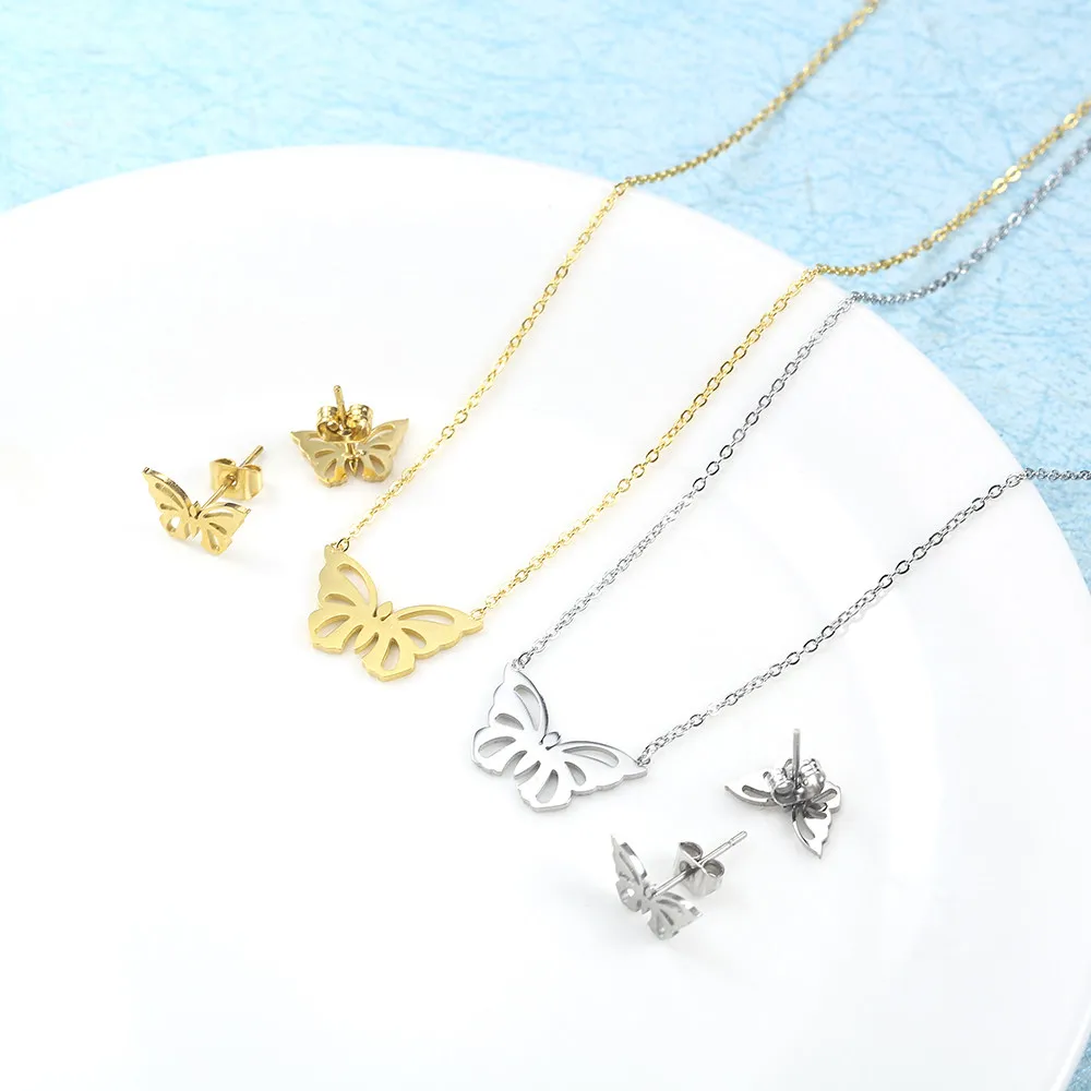 Женские серьги-бабочки из нержавеющей стали SHE WEIER золотистые серьги в Корейском