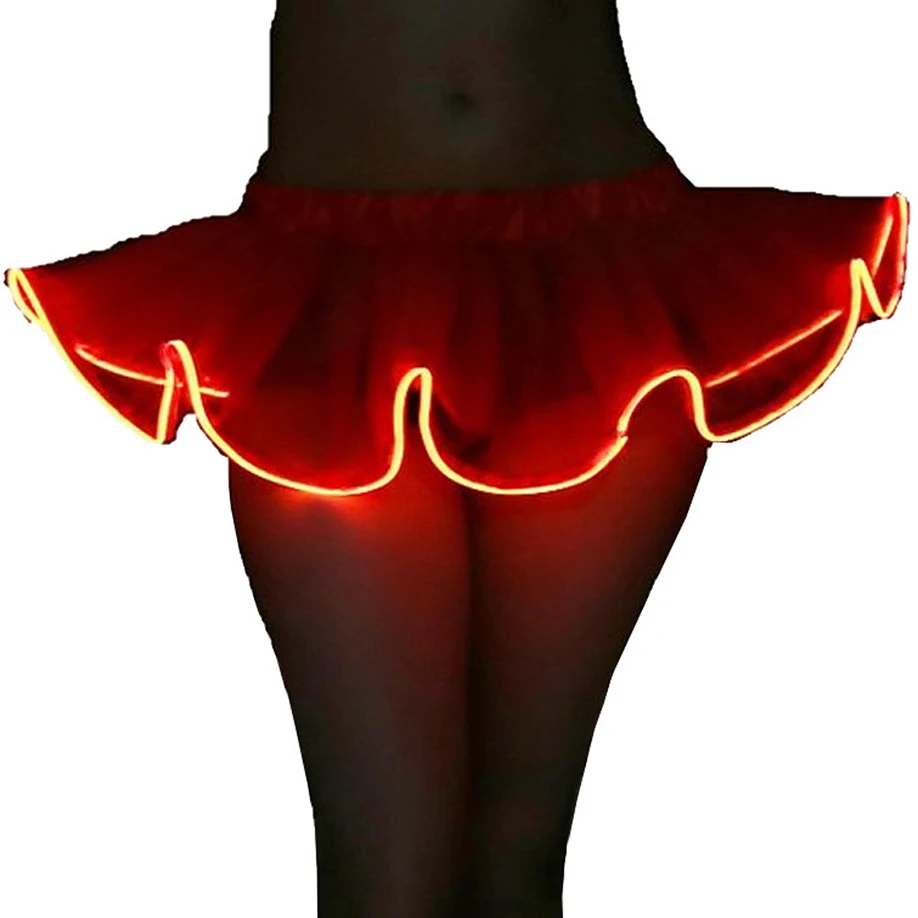 Женские модные вечерние светодиодный мини юбка пузырь без батареи газовая