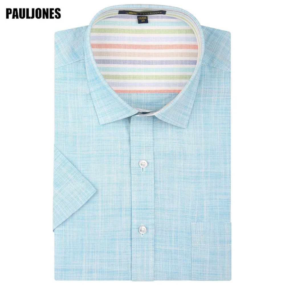 Мужские льняные рубашки PaulJones D41xx корейские облегающие мужская повседневная