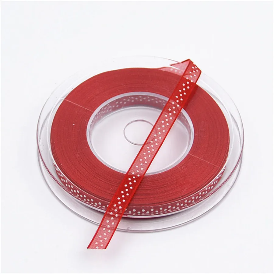 20 м бант с принтом в горошек для украшения на свадьбу день рождения Cake Box ленты