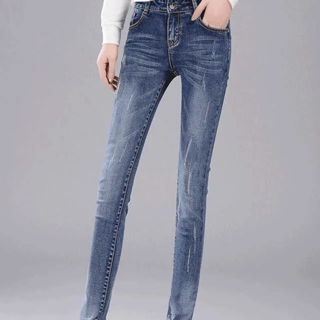 jean jeans for women with high waist pants plus up large size skinny woman denim modis streetwear | Женская одежда
