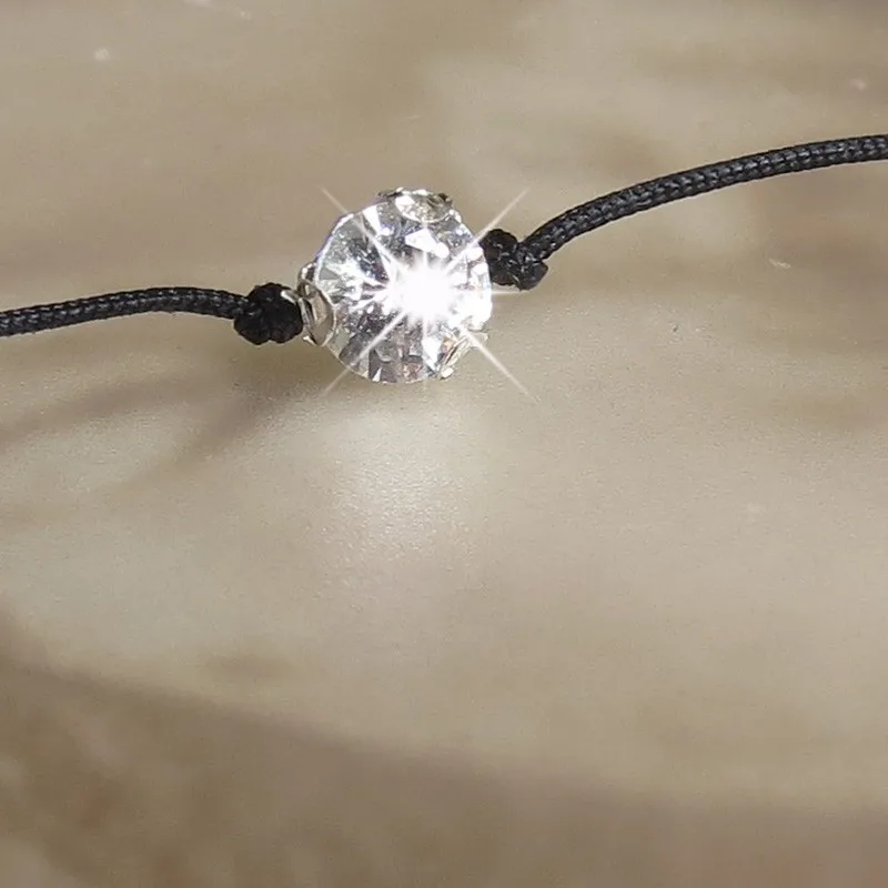 Women Baubles Fashion Jewelry 6mm Brilliant Crystal Zircon thin thread rope lucky red string Charm Bracelets for Best Friend | Украшения и