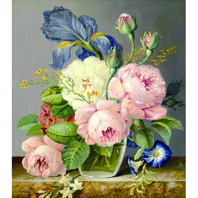 New Diamond Mosaic Embroidery Beads Love Vase Peony Flowers Diamonds Cross Stitch Painting Inlay Handwork | Дом и сад