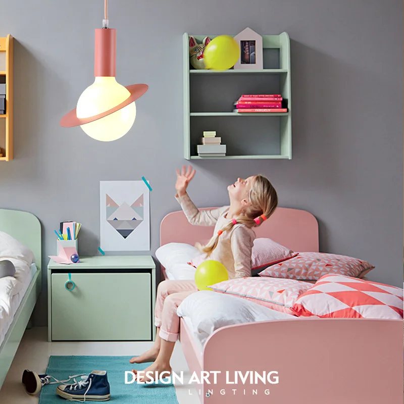 

Nordic Colour Makaron E27 Pendant Light Bow Bird Ball Window Bedside Children's Room Pendant Light Loft Style Lighting