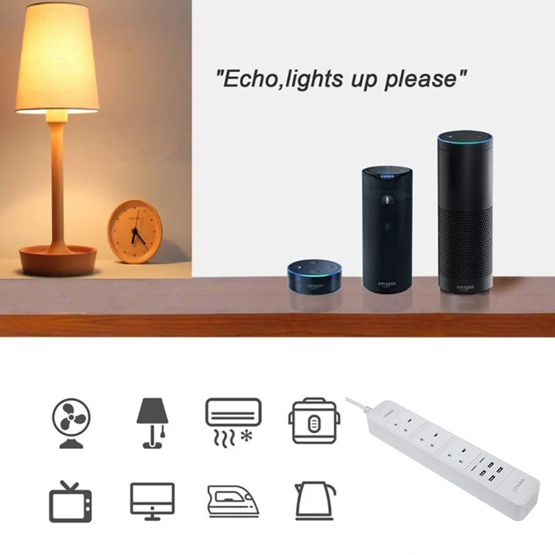 Великобритания Wi Fi умная розетка с кабелем 1 8 3 домкраты мощность мониторы Plug 4 USB
