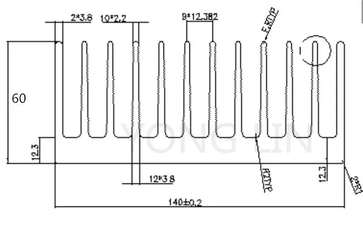1 шт. aluuminum heatsink140 * 60-200 мм/промышленный алюминиевый радиатор/Радиатор/6063