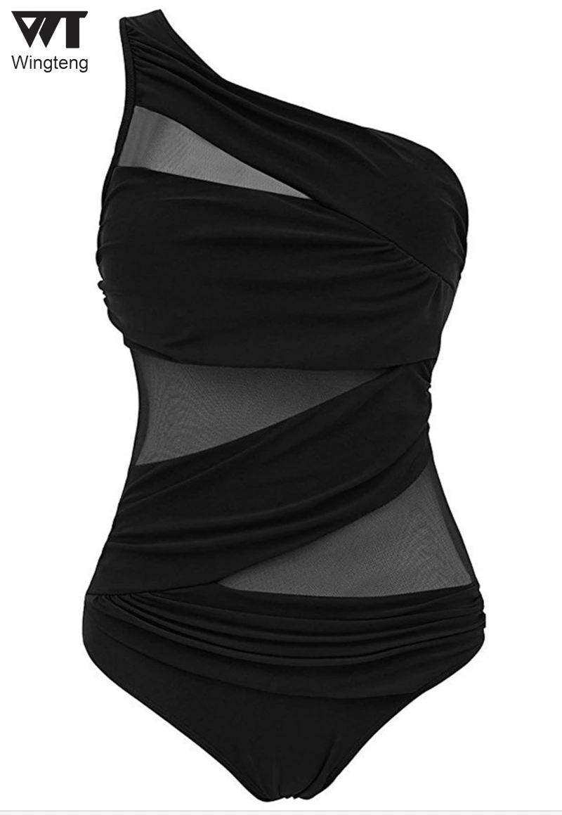 Wingteng Transparent Swimwear One Piece Swimsuit 2017 Beach Wear Female Bathing Suits Monokini Women 4XL | Спорт и развлечения