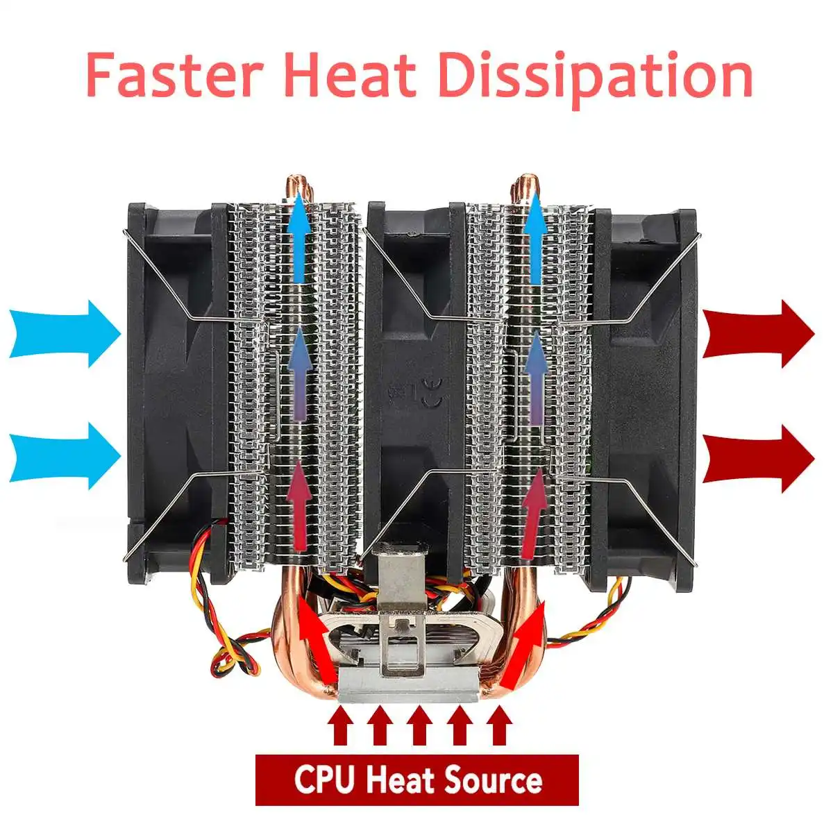 6 медных тепловых трубок Dual Tower PC cpu Cooler 3Pin охлаждающий вентилятор кулер радиатор для LGA 1150/1151/1155/1156/1366/775