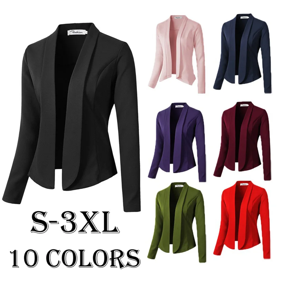 

Zogaa Spring Autumn Womens Fashion Blazers and Jackets Plus Size Blazer Feminino Long Sleeve Notched Causal Slim Fit Women Coat