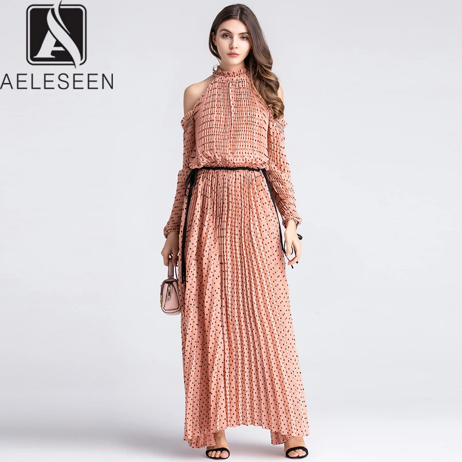 AELESEEN Высокое качество Длинные платья 2019 летние женские модные с открытыми