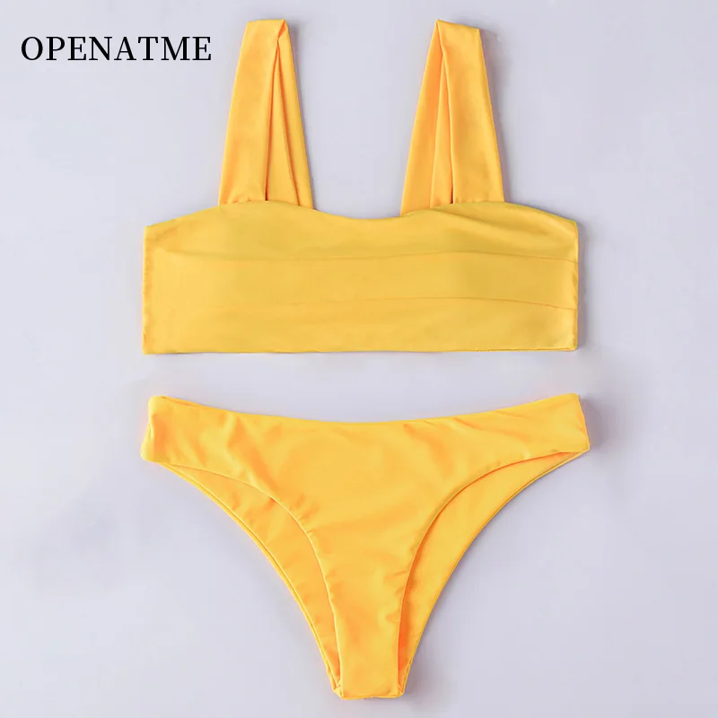 OPENATME облегающие плечи сплошной цвет спинки сексуальный высокоэластичный бикини