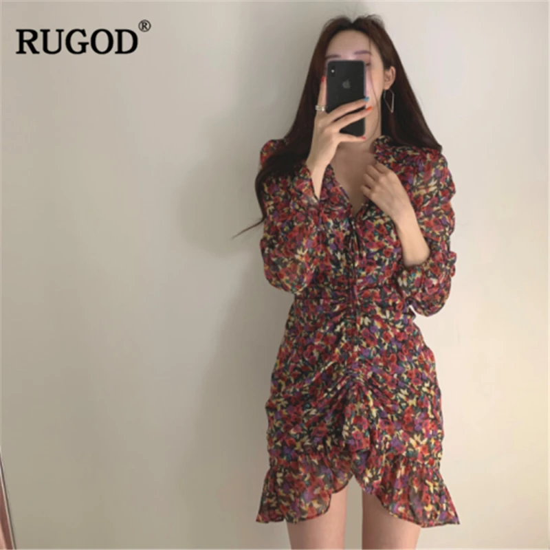 RUGOD/женское платье с цветочным принтом элегантное мини-платье в богемном стиле