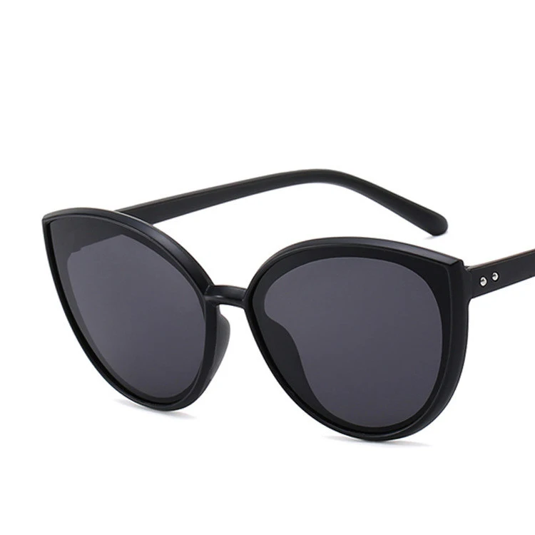 C2MatteBlack COOYOUNG, модные, кошачий глаз, солнцезащитные очки для женщин, фирменный дизайн, Ретро стиль, Дамский светильник, пластиковая оправа, цветные солнцезащитные очки, UV400 - Цвет линз: C2MatteBlack