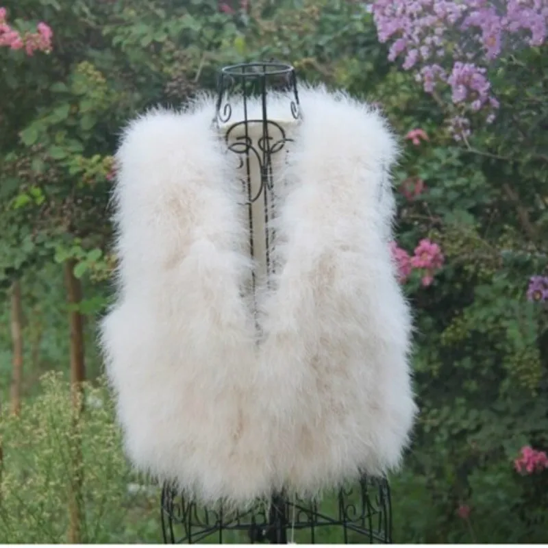 Модный женский зимний жилет из меха индейки с перьями 100% натуральные листья