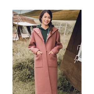 INMAN зимнее Элегантное длинное шерстяное Женское пальто с капюшоном