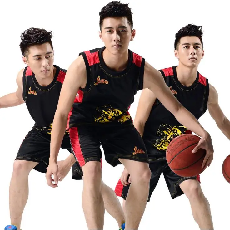

EU Men Basketball Jersey Set Summer Breathable sleeveless Basketball Jerseys+Shorts Wicking Training Jersey Set Plus Size XL-5XL