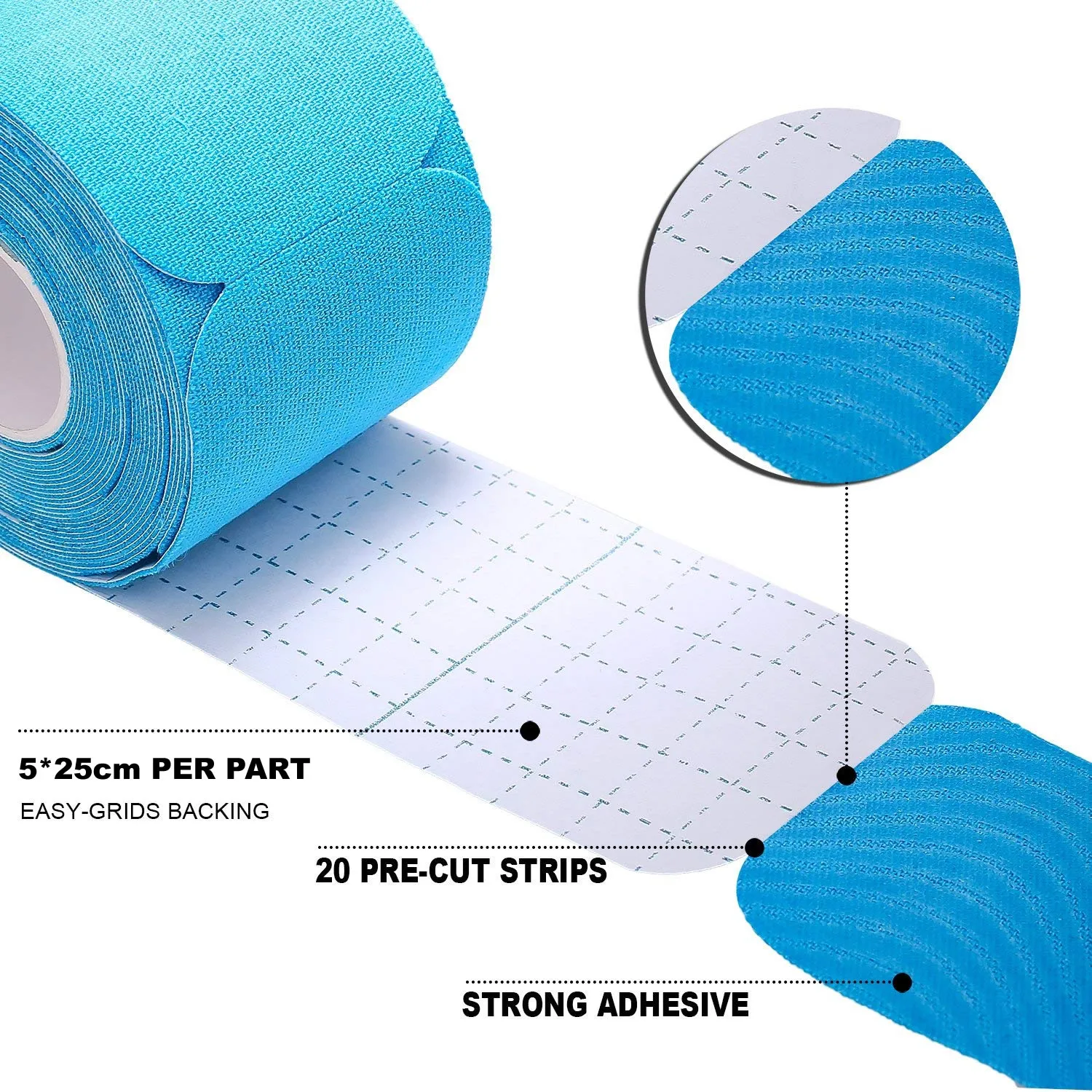 Precut Sky Blue 5 см* 5 м кинезиологическая лента Спортивная уменьшающая рана боль восстановление, спортивная лента тренажерный зал фитнес Теннис Бег колено мышцы обертывание протектор - Цвет: Precut Sky Blue