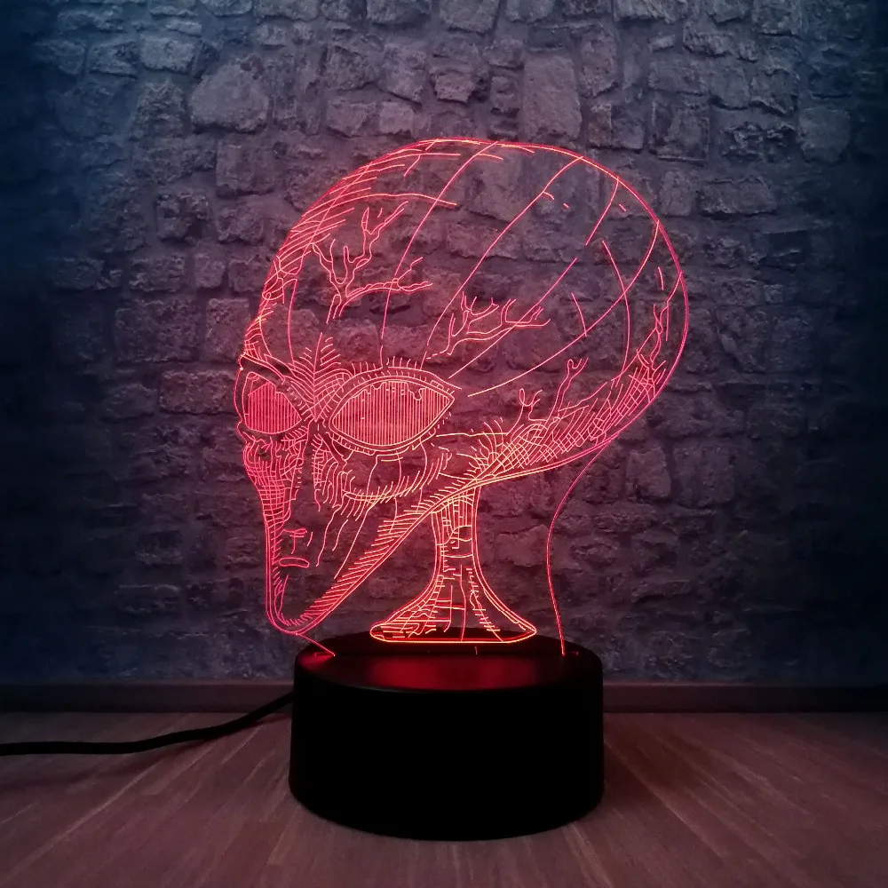 Новинка 2019 страшный светодиодный USB светильник с головой инопланетянина 7 цветов украшение для
