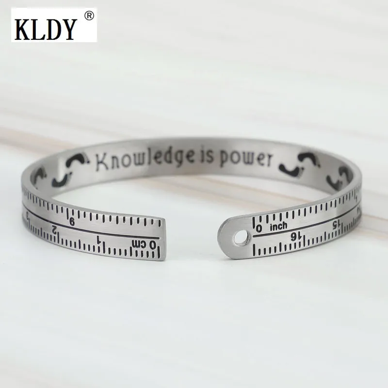 KLDY хип хоп панк линейка Спидометр браслет со следами ног Открытый из нержавеющей