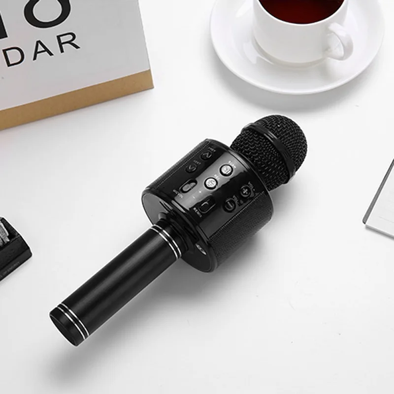 Bluetooth беспроводной микрофон WS858 караоке динамик высокого класса версия микрофон KTV плеер телефон микрофон для компьютера сценической конференции - Цвет: black