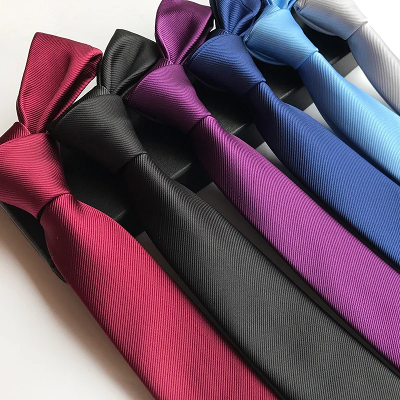 2018 New Silk 6cm Narrow Plain Tie Solid Fashion Suit Tie for Wedding Gifts