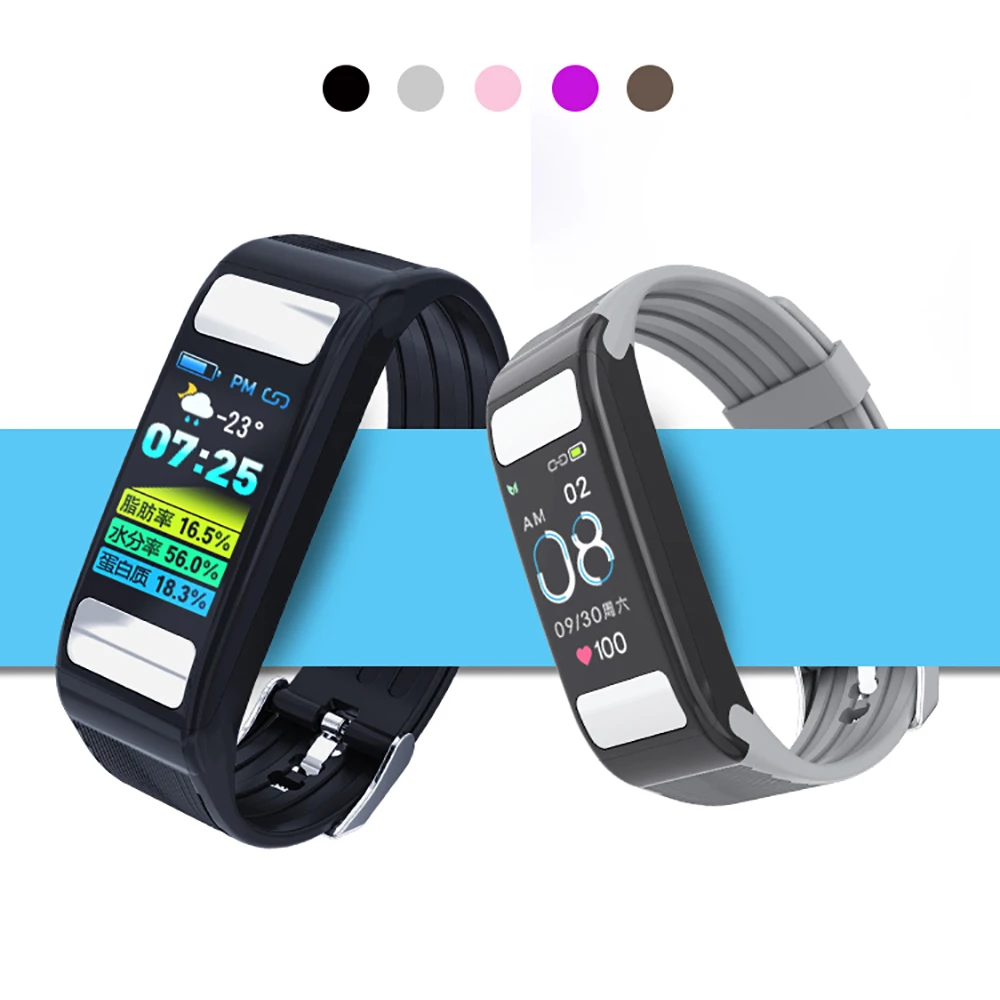 Smart watch band Цвет экран измерение жира в организме крови Давление монитор