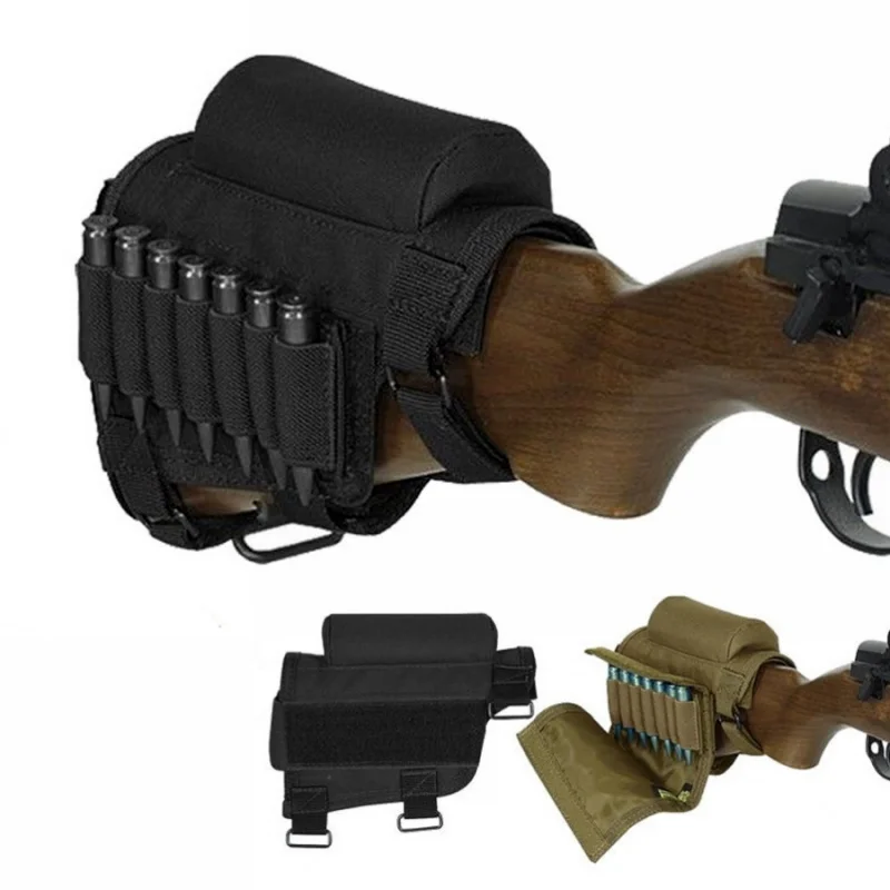 

Airsoft Tactical Hunting Buttstock Cheek Rest Pouch With AR15 Ammo Shell Carrier Case Holder Gun Accessorries