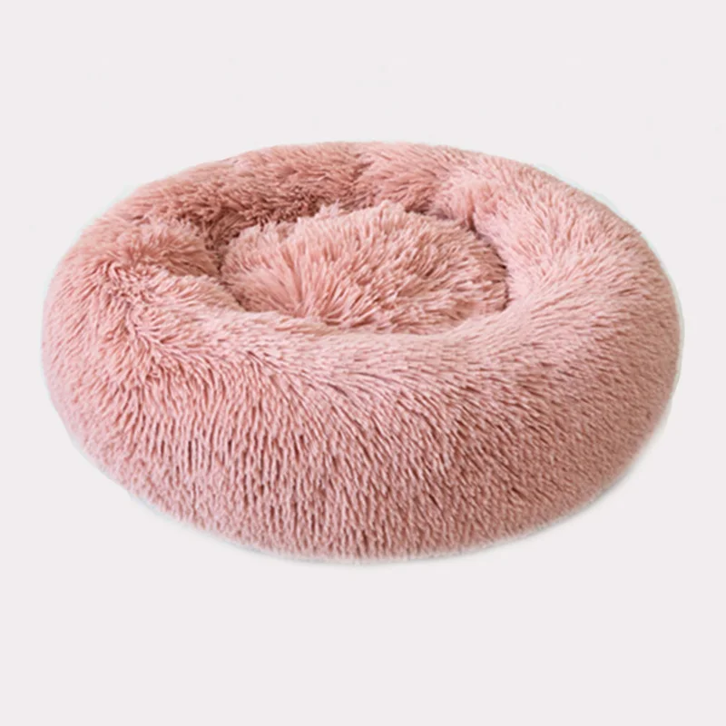skin pink Роскошная кровать для собак KEK, зимняя кровать для домашних животных с пончиком для глубокого сна, для маленьких и средних собак, кошек, диван, мягкая и удобная, домик для собак, круглая, моющаяся - Цвет: skin pink