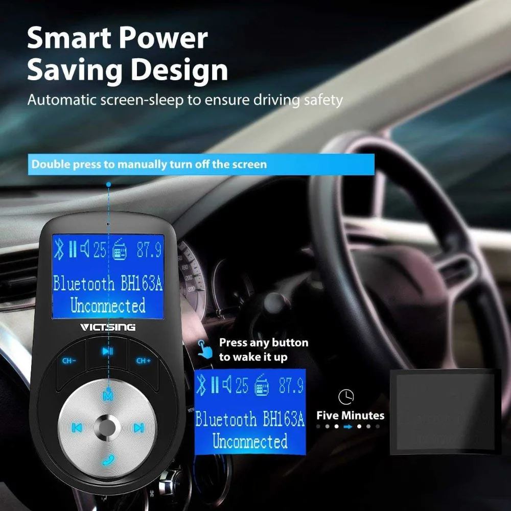 Автомобильный fm передатчик VicTsing Bluetooth MP3 музыкальный плеер AUX TF u диск 3 USB порты