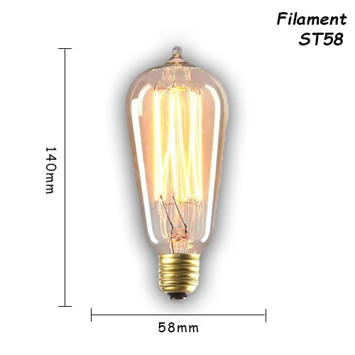 ST58 6 шт./партия edison светильник лампочка E27/E14 старинные лампы 110 V/220 В ампулы для дома/мебель для спальни/мебель для гостиной Декор 40 Вт/60 Вт можно использовать энергосберегающую лампу или светодиодную лампочку - Цвет: ST58
