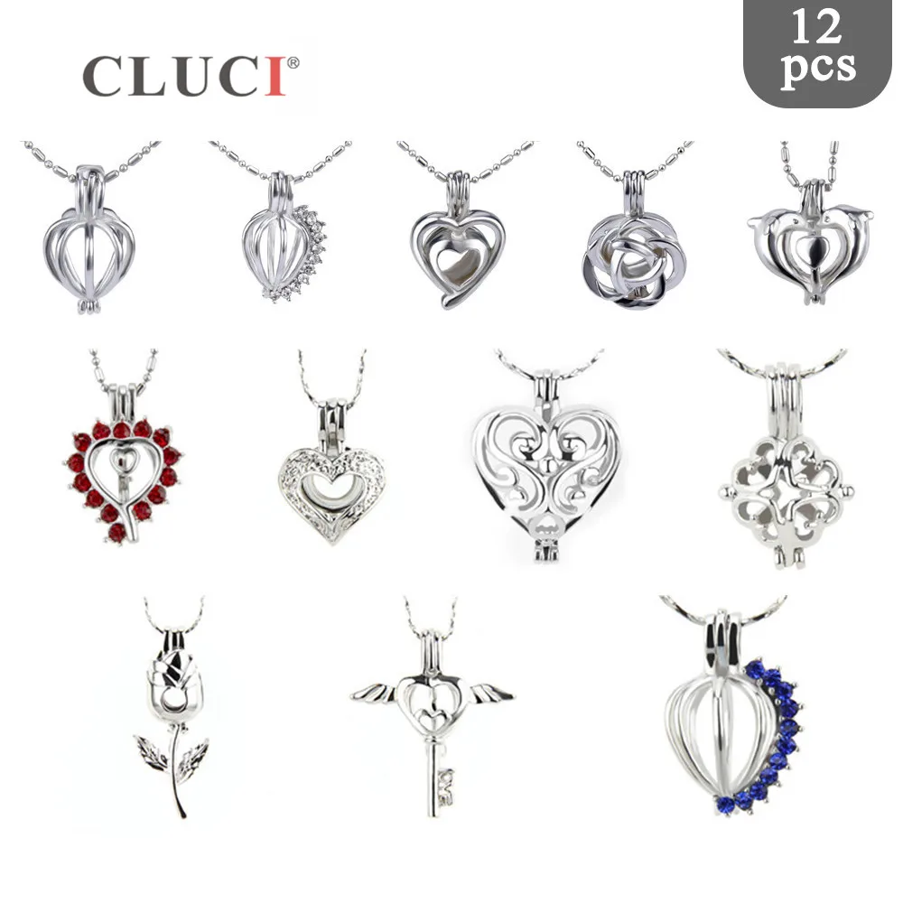 CLUCI 12 шт./компл. любовь тема жемчужная клетка Посеребренная Любовь женские