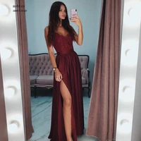 2020 sexy v neck burgundy evening dresses long simple backless custom make plus size evening gowns for women robe de soiree