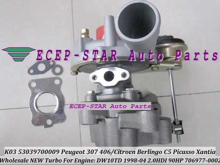 Turbo K03 53039700009 53039880009 706977 VVP1 для PEUGEOT 206 307 406 Citroen Berlingo C5 Picasso Xantia DW10TD RHY 2.0L HDI |