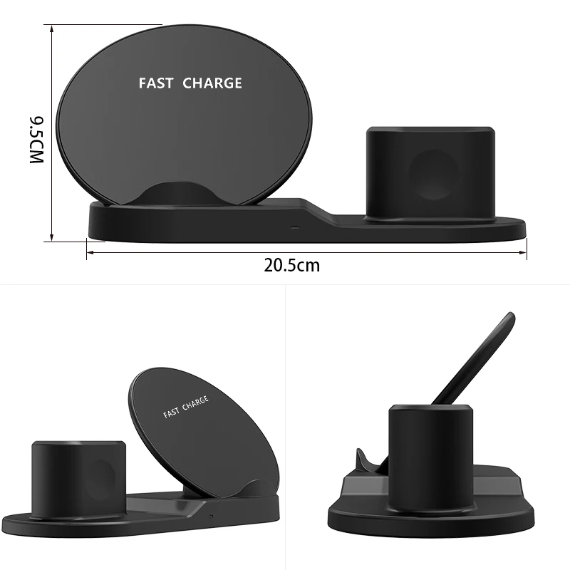 Fdgao Fast Wireless Charger For iPhone XS XR Max X 8 Plus Apple Watch 4 3 2 AirPods 10W in 1 Qi Charging Samsung S8 S9 | Мобильные