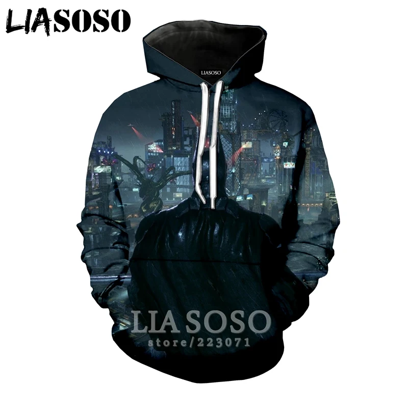 LIASOSO зимняя новая мода для мужчин и женщин 3D принт фильм Бэтмен Толстовка Harajuku