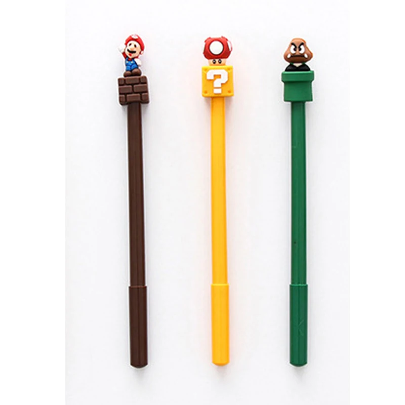 Yellow Green Brown SQUMIDER, 3 шт., 0,5 мм, креативная гелевая ручка с рисунком Супер Марио, Kawai, ручка для подписи, школьные офисные принадлежности, канцелярские принадлежности для студентов - Цвет: Yellow Green Brown