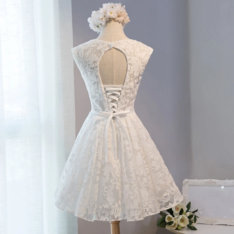 Сладкий кот маленьких Белое платье Кружева Vestidos De Festa плиссе-line мини-платья