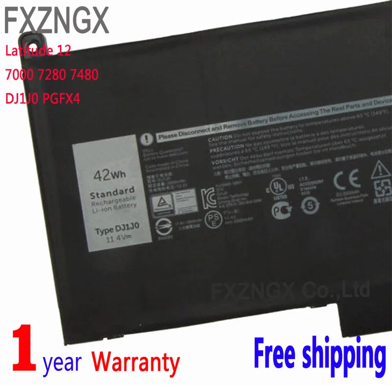 Оригинальный аккумулятор DJ1J0 42 Вт/ч для Dell Latitude 12 7000 7280 7380 7480 PGFX4 ONFOH OEM|Комплекты