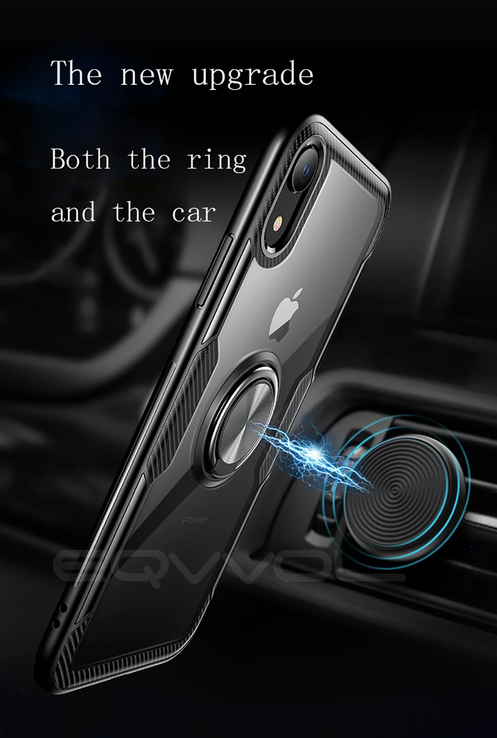 Eqvvol автомобильный магнитный держатель чехол для iPhone XR XS MAX X 8 Plus 7 6 палец кольцо держатель чехол s 7Plus карбоновое волокно прозрачный чехол