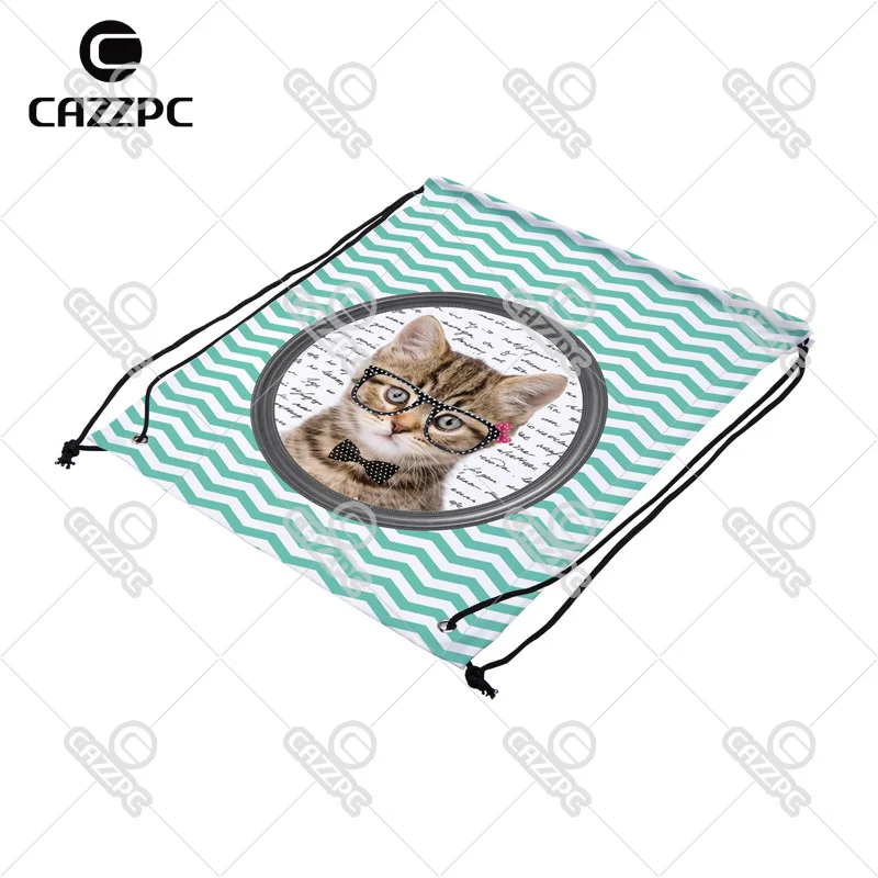 Милый Кот черные очки белый горошек аквамарин шеврон принт индивидуальный