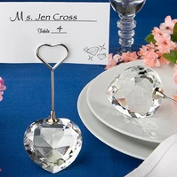 free shipping 10pcslot heart shape crystal holder heigh 11cm for place card name card in party decoration