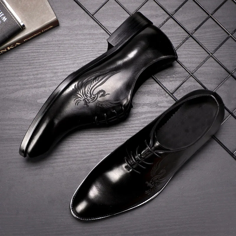 Мужские классические туфли коричневые оксфорды с острым носком на шнуровке