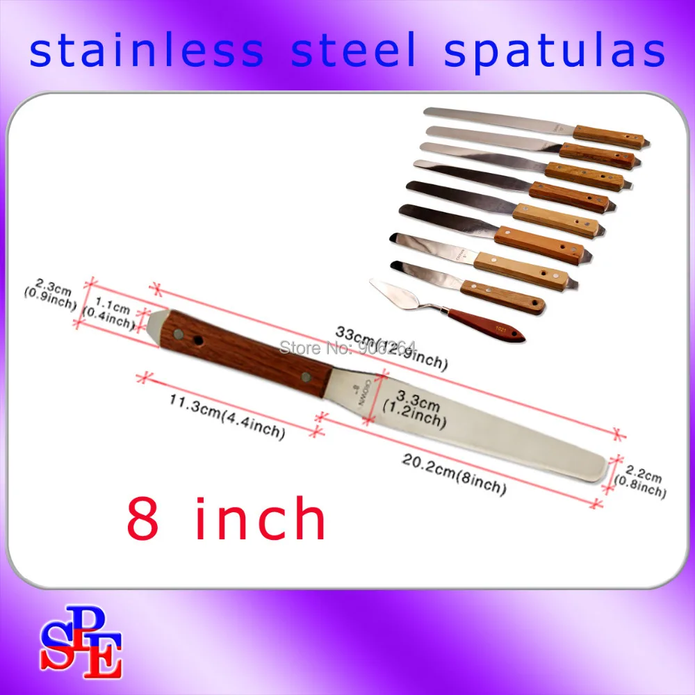 8 дюймовые стальные шпатели для чернил или торта с деревянной ручкой|ink spatula|for