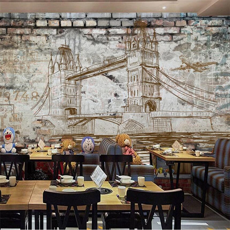 wellyu papier peint wallpaper for walls 3 d Custom European and American brick wall London bridge behang | Обустройство дома