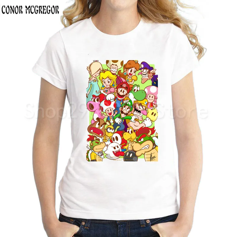 Новинка 2018 летняя футболка для женщин с принтом Super Mario SWAG забавная женская одежда