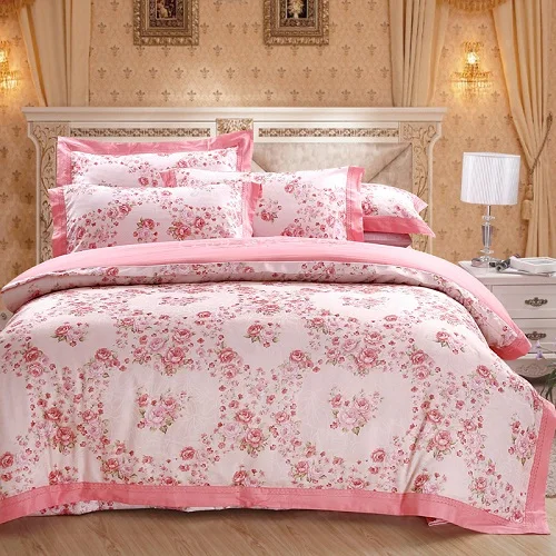 bedding set 5 Розовый Фиолетовый Комплект постельного белья королевского размера кровать/Простыня Набор хлопок постельное белье пододеяльник juego/ropa de cama parure de lit - Цвет: bedding set 5