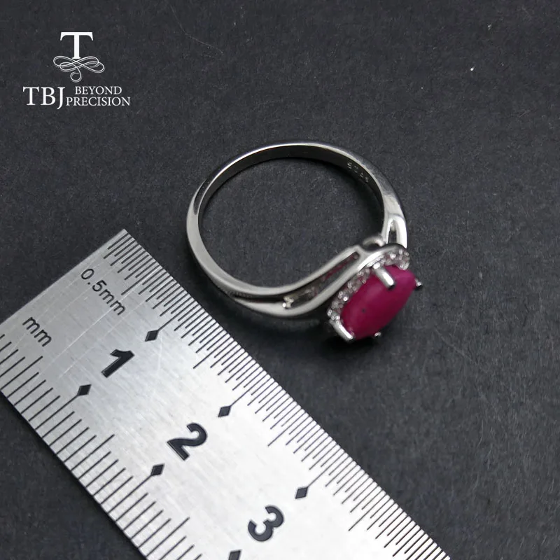 TBJ 100% натуральный рубин ov6 * 8 драгоценный камень кольцо в 925 стерлингового серебра