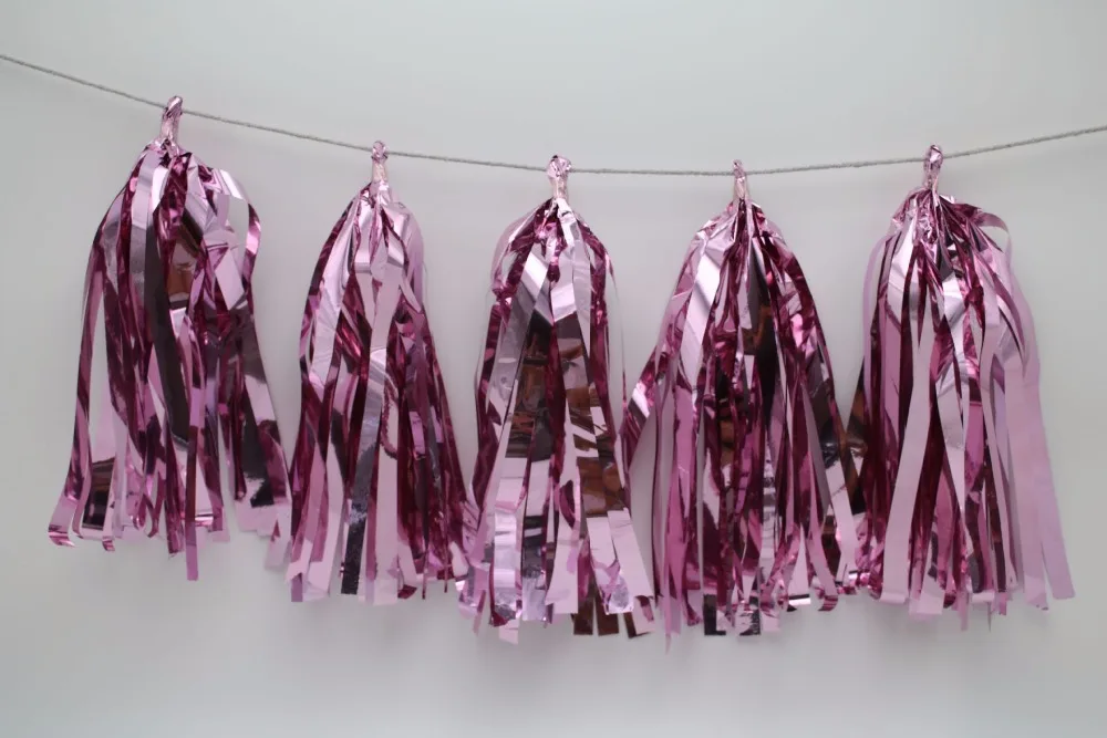 5 шт./упак. блестящая гирлянда из папиросной бумаги с кистями и бумажными