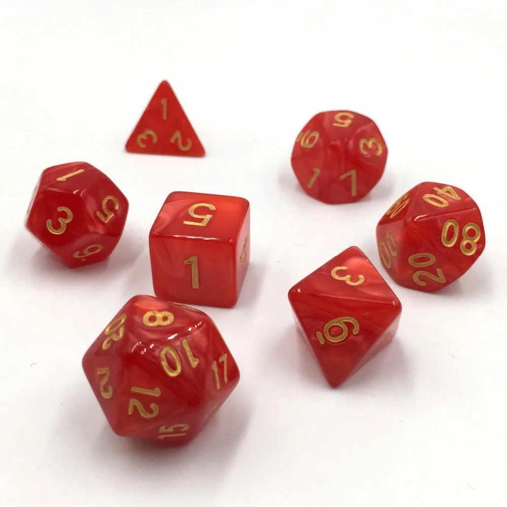 Rollooo кости жемчуг зеленый с золотыми цифрами RPG 7 штук D4 D6 D8 D10 D % D12 D20 | Спорт и
