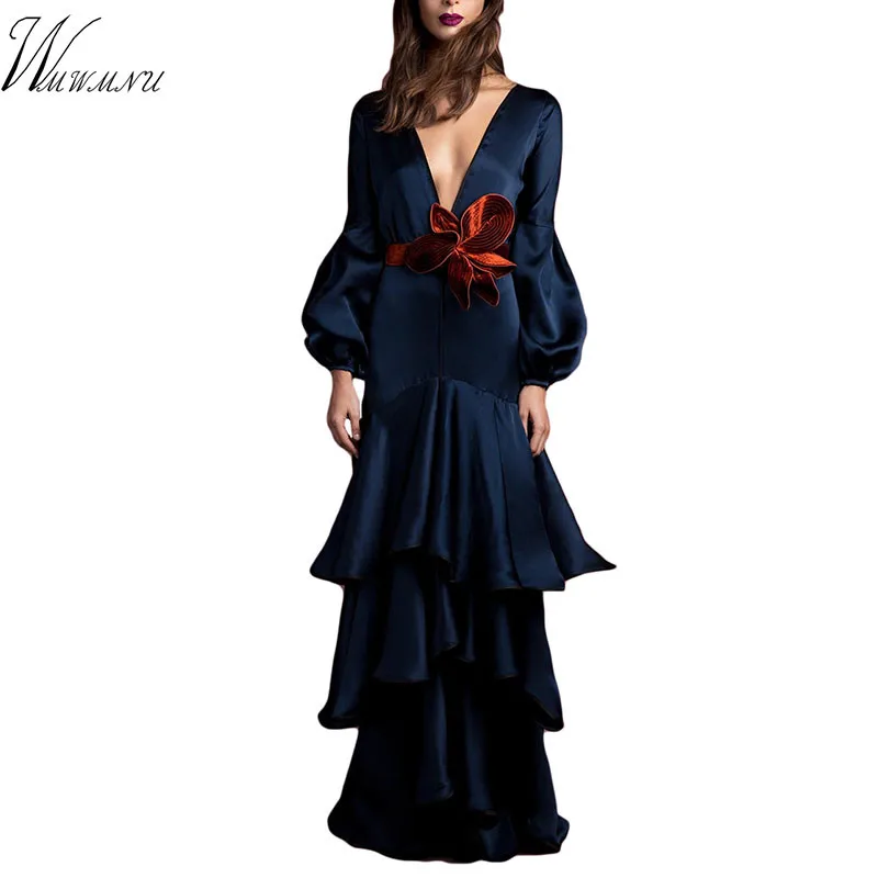 Женское винтажное платье с длинным рукавом фонариком повседневное длинное